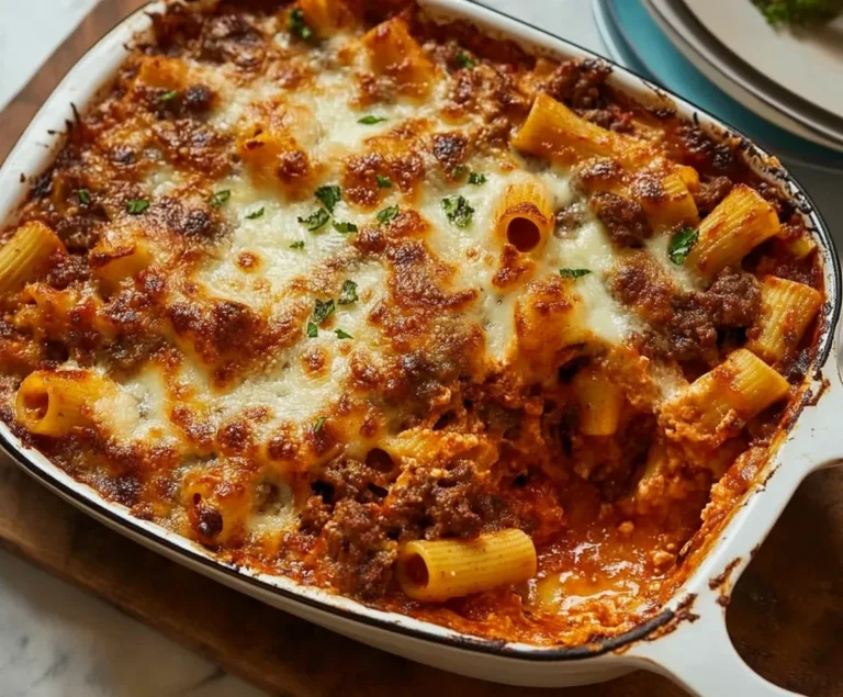 Cheesy Baked Rigatoni with Beef