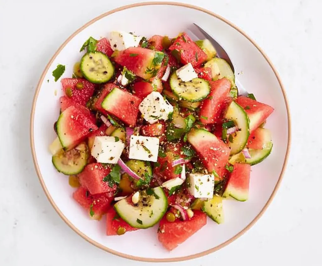 Watermelon Salad with Cucumber and Feta